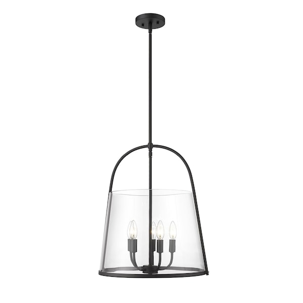 Archis Pendant, 5-Light, 18 In.W X 21 In.H, Matte Black/Clear